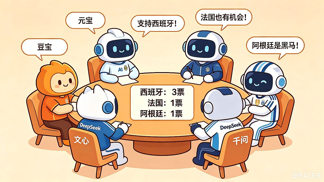  AI群聊炸了！2026世界杯冠军预测大乱斗，5大模型3票押注西班牙？