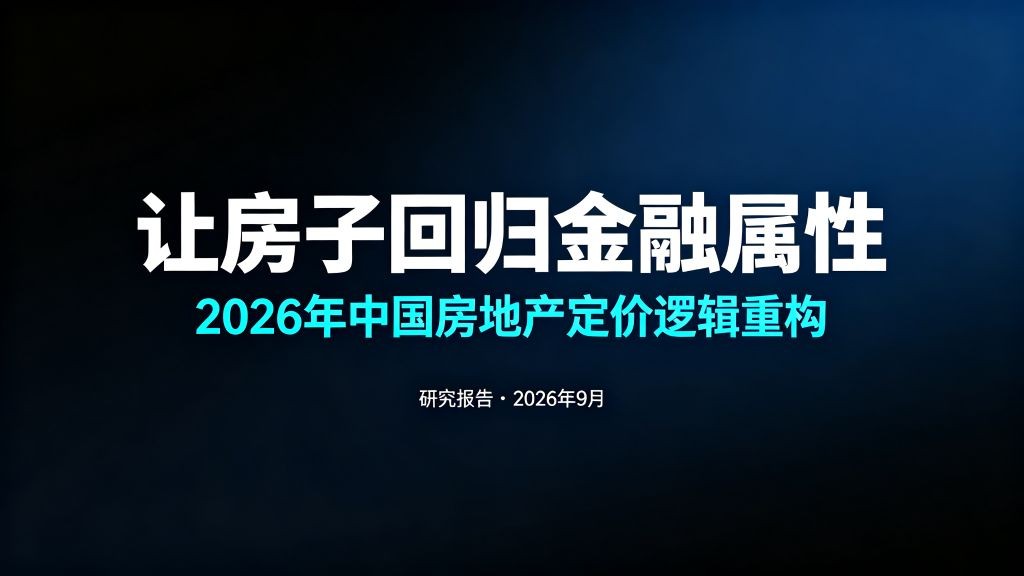 2026年，让房子回归金融属性